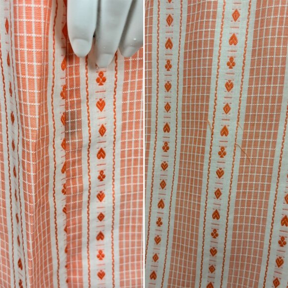 Vintage 1950s Dress Women's Large Novelty Playing Card Suit Print Orange - Picture 10 of 13